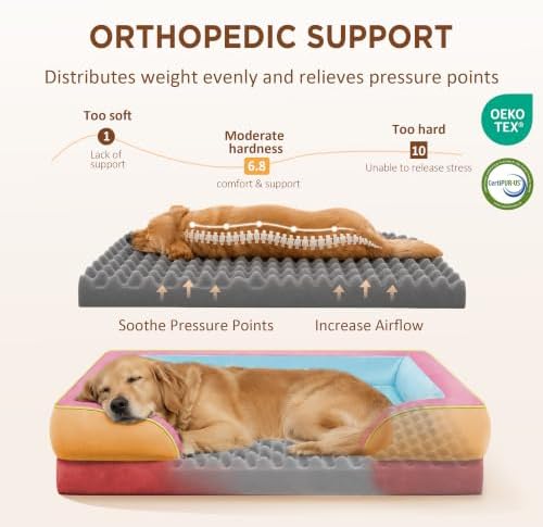Comfort Expression Orthopedic Dog Bed for Extra Large Dogs with Bolster