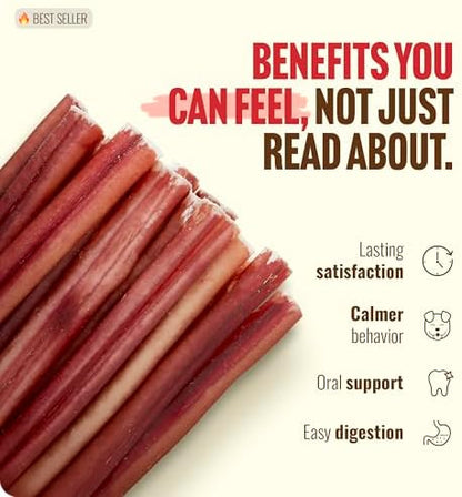 Natural Farm Odor-Free Select Bully Sticks, (6-Inch, 1-Pound), Hand Selected for Consistent Thickness, 100% Beef Pizzle Dog Chews, Fully Digestible, High Protein, Best Dental Treats