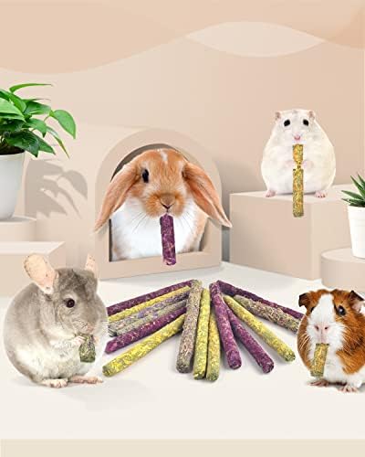 Bissap 108PCS Rabbit Chew Sticks, Mixed Natural Flower Rose Chrysanthemum and Forget-me-not Chew Toys Treats for Rabbit Bunny Chinchilla Guinea Pig Hamster and Other Small Animals Molar Snacks