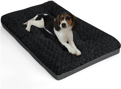 POCBLUE Washable Dog Beds for Crate, Small Plush Pet Mat for Cages, Anti-Slip Crate Pad for Outdoor/Indoor/Car Use, Comfy & Soft Kennel Pad for Dogs and Cats Up to 25 lbs, 23"x17", Black