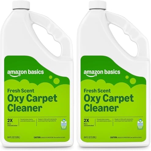 Amazon Basics Carpet Cleaner, Carpet Stain Remover, Fresh Scent, 64 fl oz, Packaging May Vary (Pack of 2)