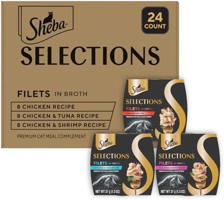 Sheba Selections Filets Wet Cat Food Complement, Variety, 1.3 oz, 24 ct