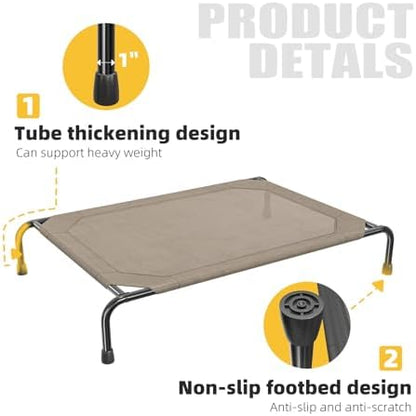 Simple Trending Raised Dog Bed for Large Dogs, Waterproof XL Dog Cot, Brown