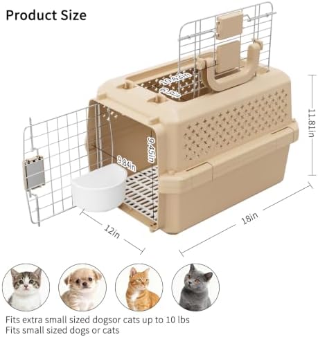 RIZZARI Dog Travel Carrier Crate: Lightweight Handle Ventilated Design