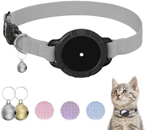 AirTag Cat Collars, Stretchy Collar with AirTag Holder and Bell