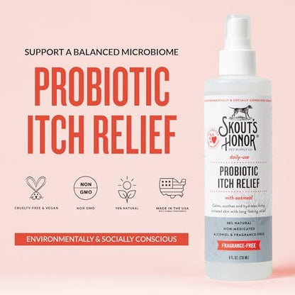 SKOUT'S HONOR Probiotic Itch Relief Spray for Dogs, 8 oz, 2-Pack