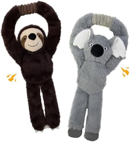 No Stuffing 2-Pack Dog Toys, Squeaky Plush with Crinkle Toy for Medium Pets