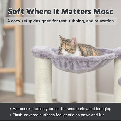 TRIXIE Baza 19.7-in Sisal Cat Tree with Plush Hammock and Toy, Gray