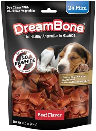 DreamBone Mini Bones Beef Rawhide-Free Dog Treats With Real Protein, 24 Ct