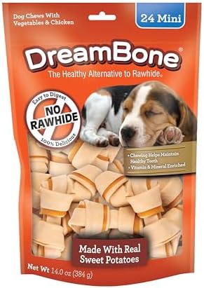 DreamBone Mini Bone Sweet Potato Rawhide-Free Dog Treats, 24 Count