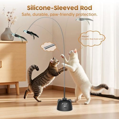 Interactive Cat Toys for Indoor Cats, 360° Automatic Spin Flying Bird Wand
