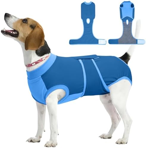 Kuoser Dog Recovery Suit, Female Male Spay Neuter Surgery Suit, Blue, M