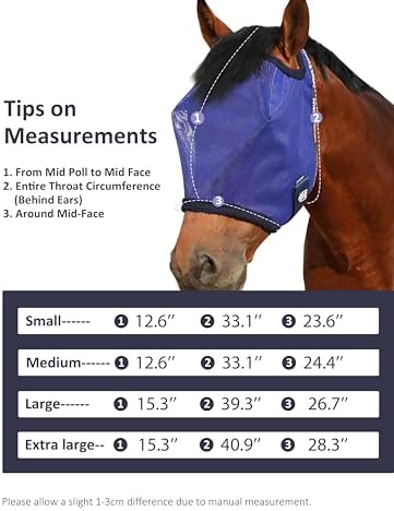 Harrison Howard All-Round Mesh Horse Fly Mask UV Protective with Fleece-Padded Edging Deep Navy L