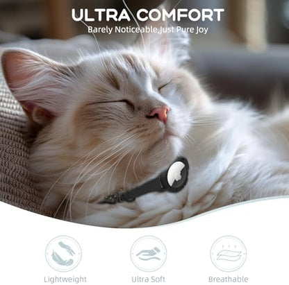 AirTag Cat Collars, Stretchy Collar with AirTag Holder and Bell