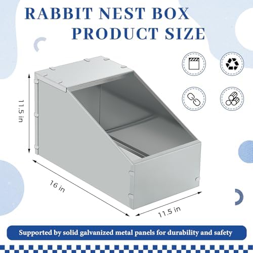 4 Pcs Galvanized Metal Rabbit Nesting Box, 16 * 11.5 * 11.5 Inch