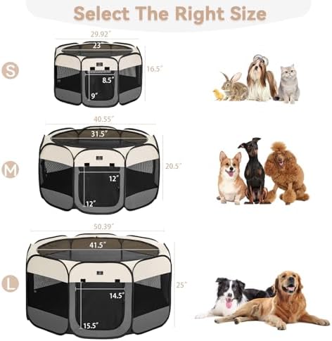 A 4 Pet 40.55-in Dog Playpen, Small Dogs & Puppies, Grey+Beige