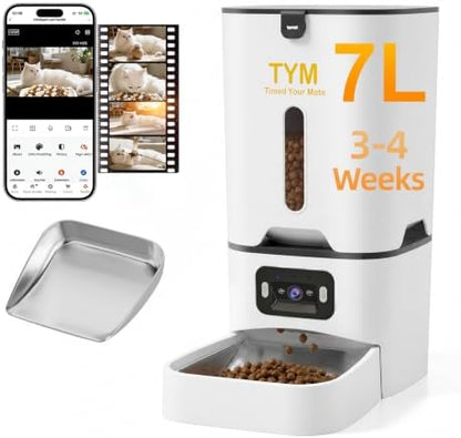 TYM Automatic Cat Feeder with Camera, 5G WiFi Food Dispenser for Small Pets