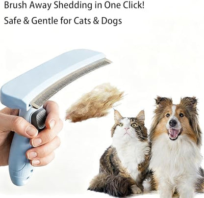 Professional Pet Deshedding Brush for Loose Undercoat Fur, Pet Grooming Comb for Long & Short Haired Dogs Cats, Gentle Skin Friendly