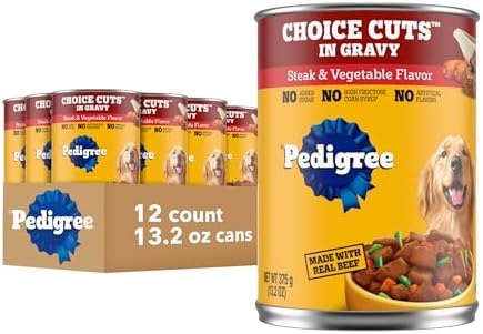 Pedigree Choice Cuts Wet Dog Food, Steak & Vegetable, 13.2 oz, 12 Count