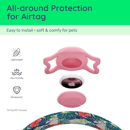Airtag Dog Collar,with Waterproof airtag Holder，Original Stylish Cute Pattern Design.QR Code ID Buckle，Comfortable Soft Cotton for Small Medium Large Dogs