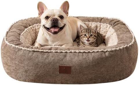 SOMAHE Calming Oval Bolster Dog Bed, Washable Cover, Medium 30x24x7 Coffee