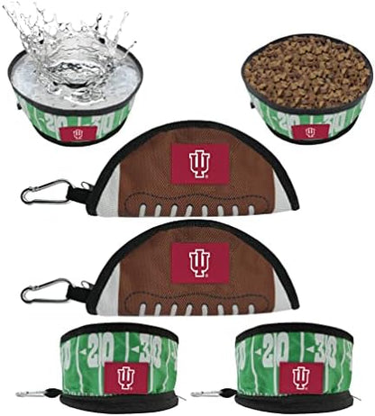 Pets First NCAA Indiana Hoosiers Collapsible Dog Travel Bowl Set, 2 Pack Food & Water Bowls for Dogs, Best Portable & Lightweight Leak-Proof Dog Bowls for Travel