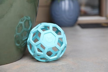JW Pet HOL-ee Roller Dog Puzzle Ball, Large 5.5in, Natural Rubber, Blue