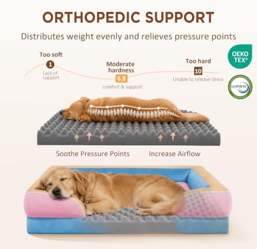 Comfort Expression Orthopedic Dog Bed for Extra Large Dogs with Bolster