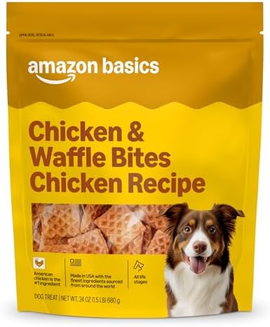 Amazon Basics Dog Treats Chicken and Waffle Bites 24oz (Previously Wag)