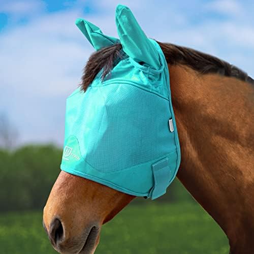 Harrison Howard UV-Proof Multi-Function Fabrics Thick Fleece Padding Horse Fly Mask Half Face with Ears Mint Yearling Small