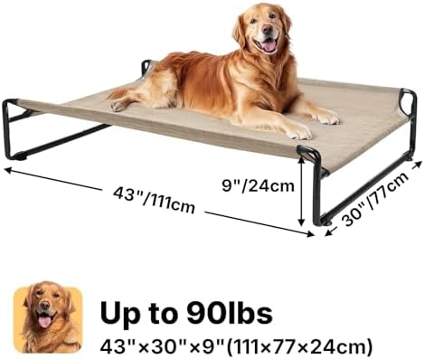 Veehoo Outdoor Elevated Dog Bed, Cooling Raised Dog Beds for Large Dogs