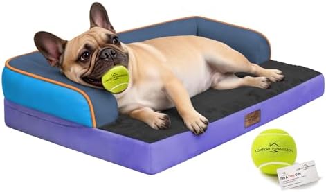 Comfort Expression Washable Dog Bed with Bolster for Medium to Large Dogs