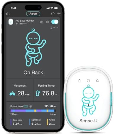 Sense-U Pro Baby Movement & Sleep Position Monitor, Sleep Analysis, Long Battery Life, Easy Clip-On Design
