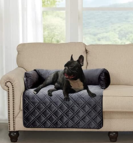 Brilliant Sunshine Grey Velvet Dog Sofa Slipcover, Medium