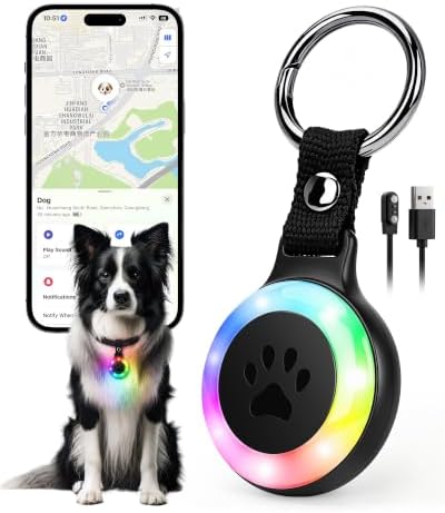 Pet Tracker for Dogs Cats, Location & LED Night Light Tag, No Monthly Fee