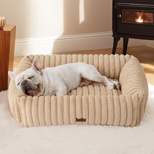Bedsure ComfyFleece™ Cute Dog Bed Medium Large Size Dog，30in Sandy Beige