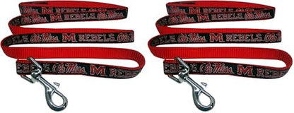 Pets First Collegiate Pet Accessories, Dog Leash, Mississippi Ole Miss Rebels, Small (Pack of 2)