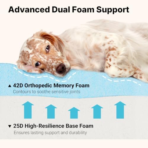 Veehoo Orthopedic Memory Foam Dog Bed for Senior Dogs, 7" Thick XXL Dog Bed