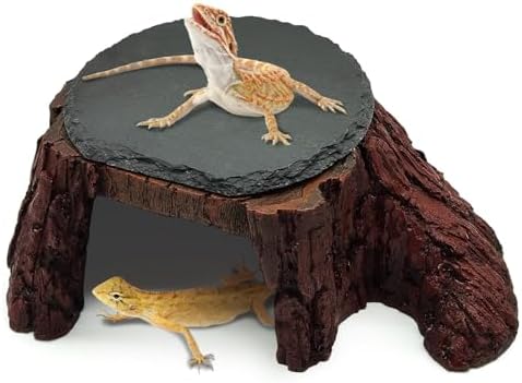 Bearded Dragon Basking Platform,Reptile Hide Cave with Basking Rock