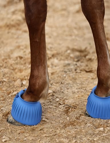 Harrison Howard Rubber Bell Boots for Horses, Hoof Overreach Protection for Horses, w/Upgraded Leather Touch Tape