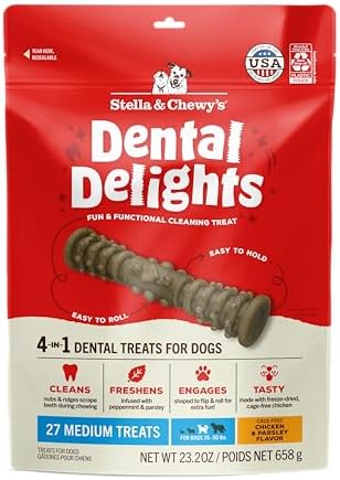Stella & Chewy's Dental Delights with Freeze-Dried Chicken - Medium Dental Treats for Dogs, 23.2 Ounce Bag