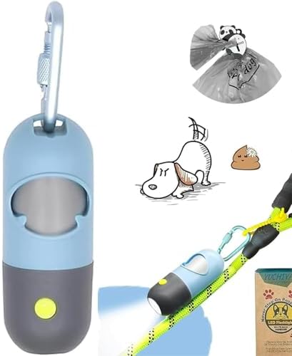 YUCHIYA Dog Poop Bag Holder Dispenser with LED Flashlight(Blue)
