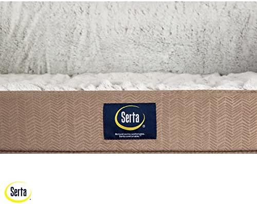 Serta Orthopedic Quilted Couch Dog Bed for Pets – Chocolate Brown (Large)