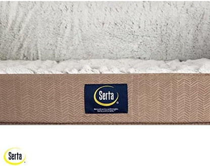 Serta Orthopedic Quilted Couch Dog Bed for Pets – Chocolate Brown (Large)
