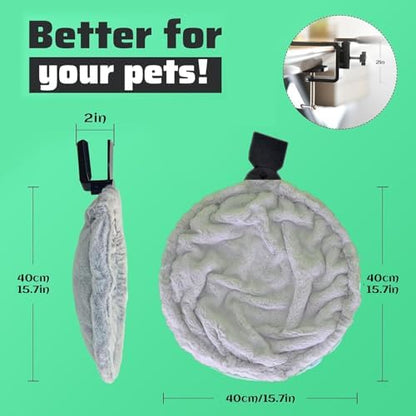 Round Cat Desk Bed, Space-Saving Elevated Pet Hammock for 40lbs Cats & Kittens, All-Season Office Workspace Cat Bed, Sturdy Desk-Mounted Seat with Washable Breathable Fabric, 360 View
