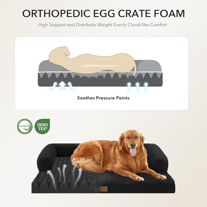 Orthopedic Washable Dog Bed for Extra Large Dogs, 53x42in, Black