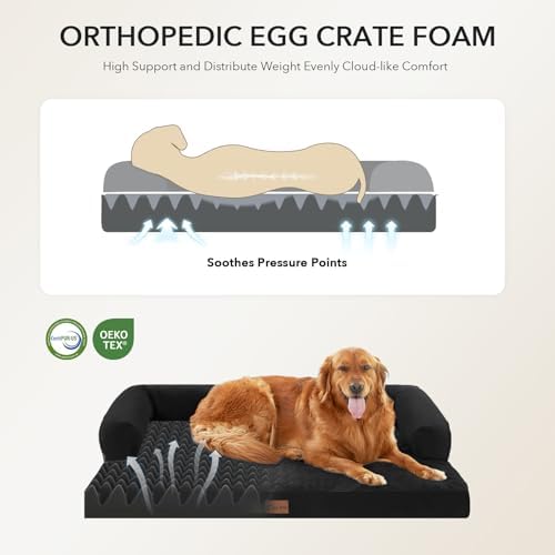 Waterproof Orthopedic Dog Bed for Extra Large Dogs, 41x27in, Black