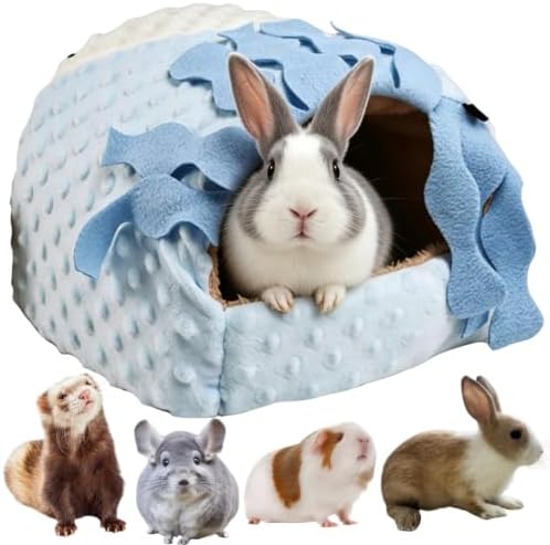 Small Pet Hideout No Bottom Guinea Pig Rabbit Cave Toilet Cover (Blue,X-Large)