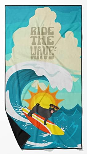 Caroline's Treasures MLM1262TWL3060 Surfer Dog Black Pug Premium Beach Towel Oversized Towel Beach Blanket, Pool, Beach Essentials, Yoga, Premium Bath Towel, Quick Dry Plush