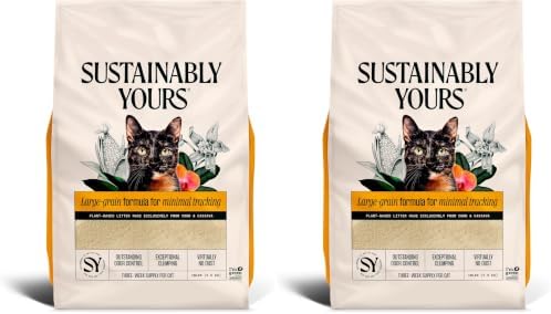 Sustainably Yours Natural Cat Litter, Large-Grain Formula, Low Tracking, Exceptional Clumping & Odor Control, Virtually No Dust, Corn & Cassava Plant-Based, Unscented, 10 lbs (Pack of 2)
